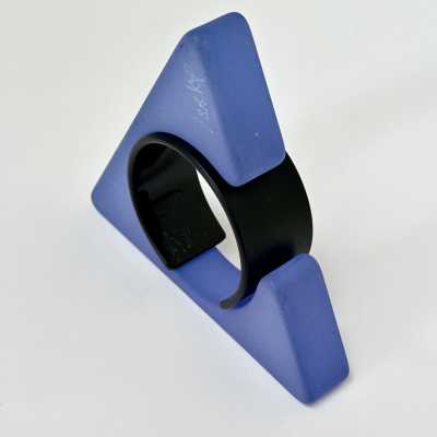 Isaky, Sculptural Cuff Bracelet, Sand Blasted Resin, Paris 1980