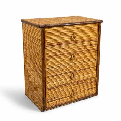 Small four-drawer chest, 1970, rattan, France
