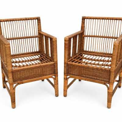 Pair of Art Deco rattan armchairs
