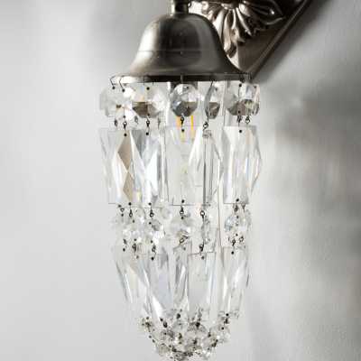 Detail of the cut glass pendants on a "Libertine" wall lamp by Mark Brazier-Jones