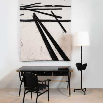 Bernar Venet, tapestry “Straight Lines – Dispersions”, 2019, in situ view