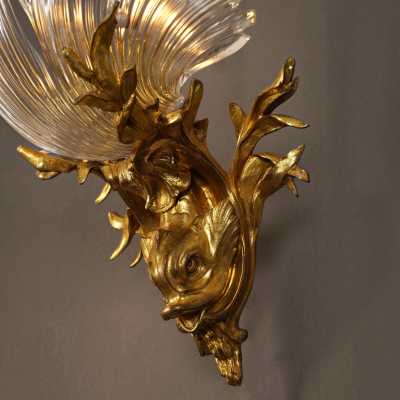 Pair of Dolphin wall sconces attributed to Gagneau - GCR Art & Interiors