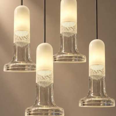 Roberto Pamio & Renato Toso, set of four Murano glass pendant lights, lit, circa 1960