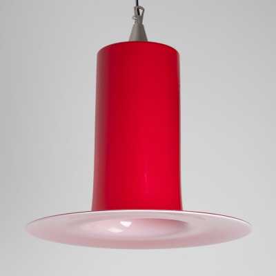 Vistosi red Lattimo pendant light by Alessandro Pianon, front view