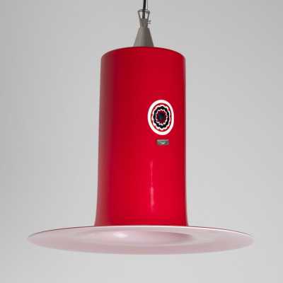 Vistosi red Lattimo pendant light, three-quarter view with murrine