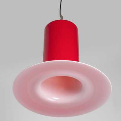 Pink opaline glass bezel, Lattimo Vistosi pendant light