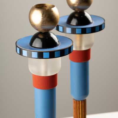 Hilton McConnico for Lanvin, Totem candlesticks, detail of the gilt bronze candle holders