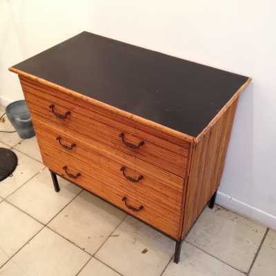 Commode en bambou des années 1950 / 1960