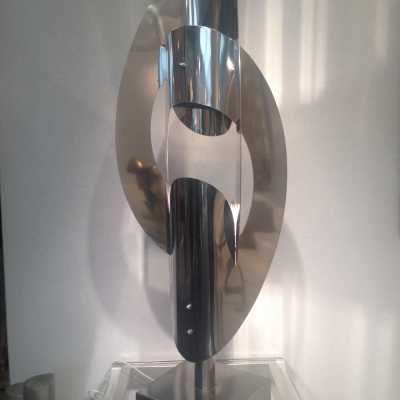 Lampe sculpture en inox de Philippe Jean, circa 1970