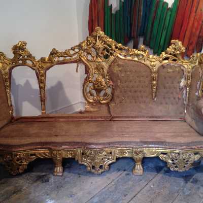 Canapé, bois doré, 1950-1960