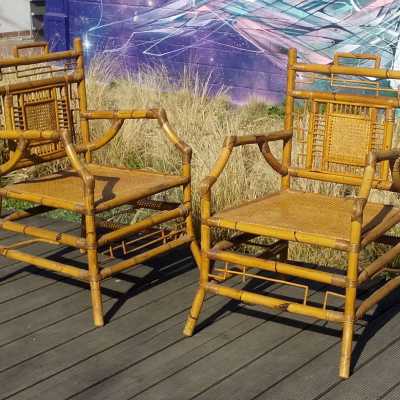Paire de fauteuils bambou, Maisons &amp; Jardins, 1962