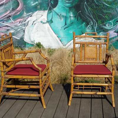 Paire de fauteuils bambou, Maisons &amp; Jardins, 1962