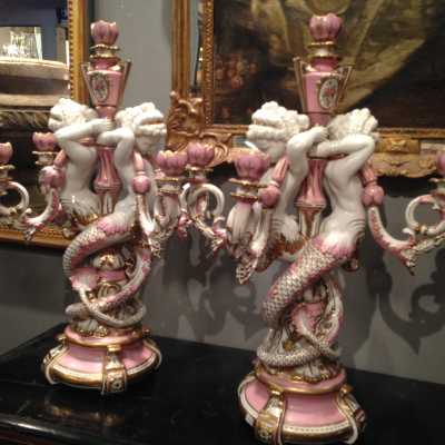 Candélabres, porcelaine, Saxe, années 1940-50