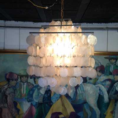Lustre en descente de pastilles de nacre, Verner Panton, circa 1960