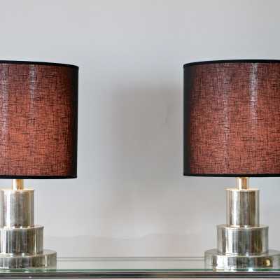 Paire de lampes chromées années 1970