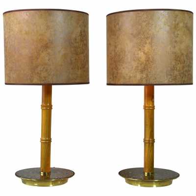 Paire de lampes bambou