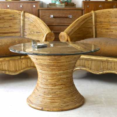 Table basse et sellette en bambou