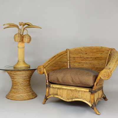 Table basse et sellette en bambou