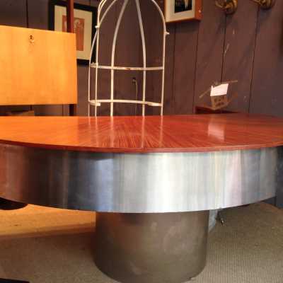 Bureau, années 1970, placage de zebrano, inox