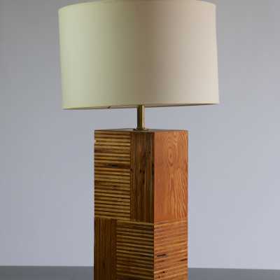 Lampe lamelles de bois