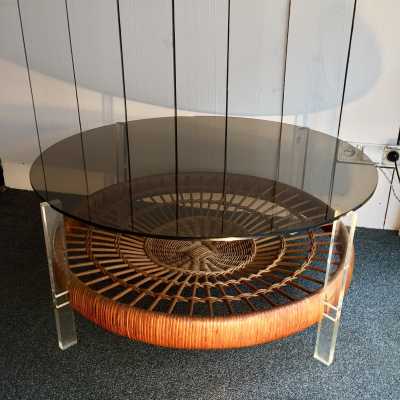 Low table rattan basket. 1970