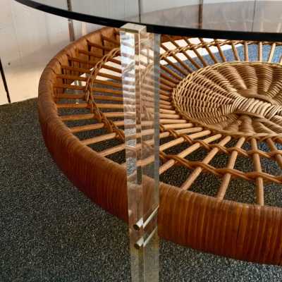 Low table rattan basket. 1970