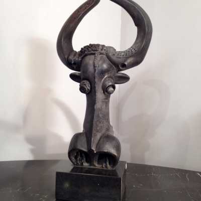 Tête taureau bronze