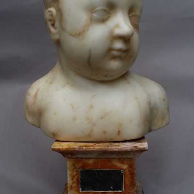 Buste d'Enfant En Marbre Blanc Veiné, Italie, 16ème Siècle