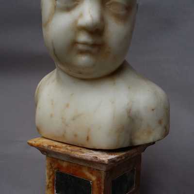 Buste d'Enfant En Marbre Blanc Veiné, Italie, 16ème Siècle