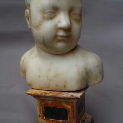 Buste d'Enfant En Marbre Blanc Veiné, Italie, 16ème Siècle