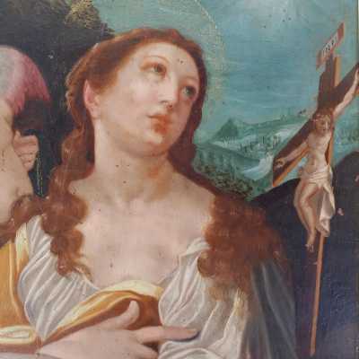 Sainte Marie-madeleine, Huile Sur Cuivre, Flandres, XVIème Siècle