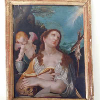 Sainte Marie-madeleine, Huile Sur Cuivre, Flandres, XVIème Siècle