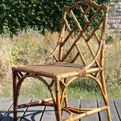 Six chaises en bambou avec assise cannée, 1940