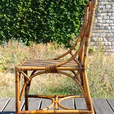 Six chaises en bambou avec assise cannée, 1940