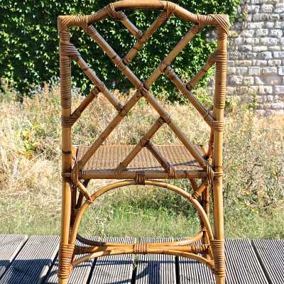 Six chaises en bambou avec assise cannée, 1940