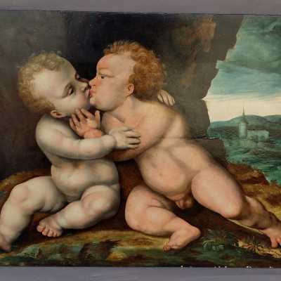Jésus Et Saint Jean-baptiste Enfants, Suiveur De Joos Van Cleve, 16ème Siècle