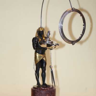 Lampe à huile en argent et bronze, ROME circa 1805