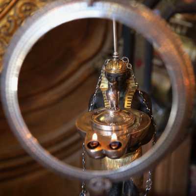 Lampe à huile en argent et bronze, ROME circa 1805