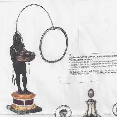 Lampe à huile en argent et bronze, ROME circa 1805
