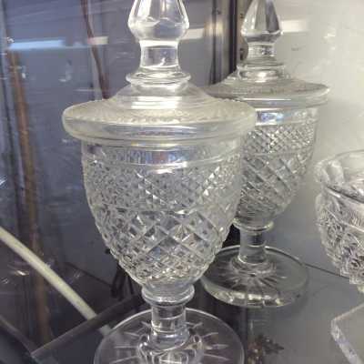 Deux drageoirs en cristal du XIXème siècle