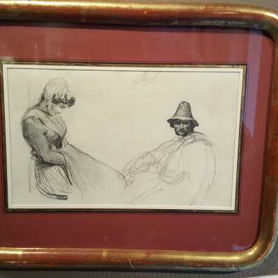 Dessin ancien 19eme siècle voyage en italie