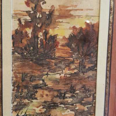 Dessin ancien aquarelle