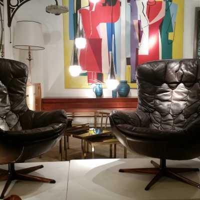 paire de fauteuils cuir henry walter klein