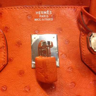 Sac Birkin Hermès orange en autruche, 2006