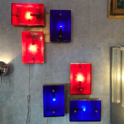 Paire d'appliques verre épais 1960