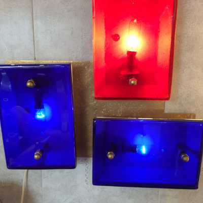 Paire d'appliques verre épais 1960
