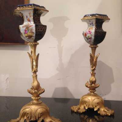 Paire de bougeoirs Sèvres Napoléon III