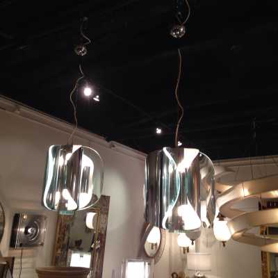 Paire de suspensions italiennes de Fontana Arte vers 1960