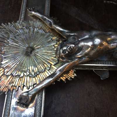 Crucifix de procession en argent - XIXème siècle