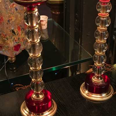 Paire de lampes en baccarat, 1950